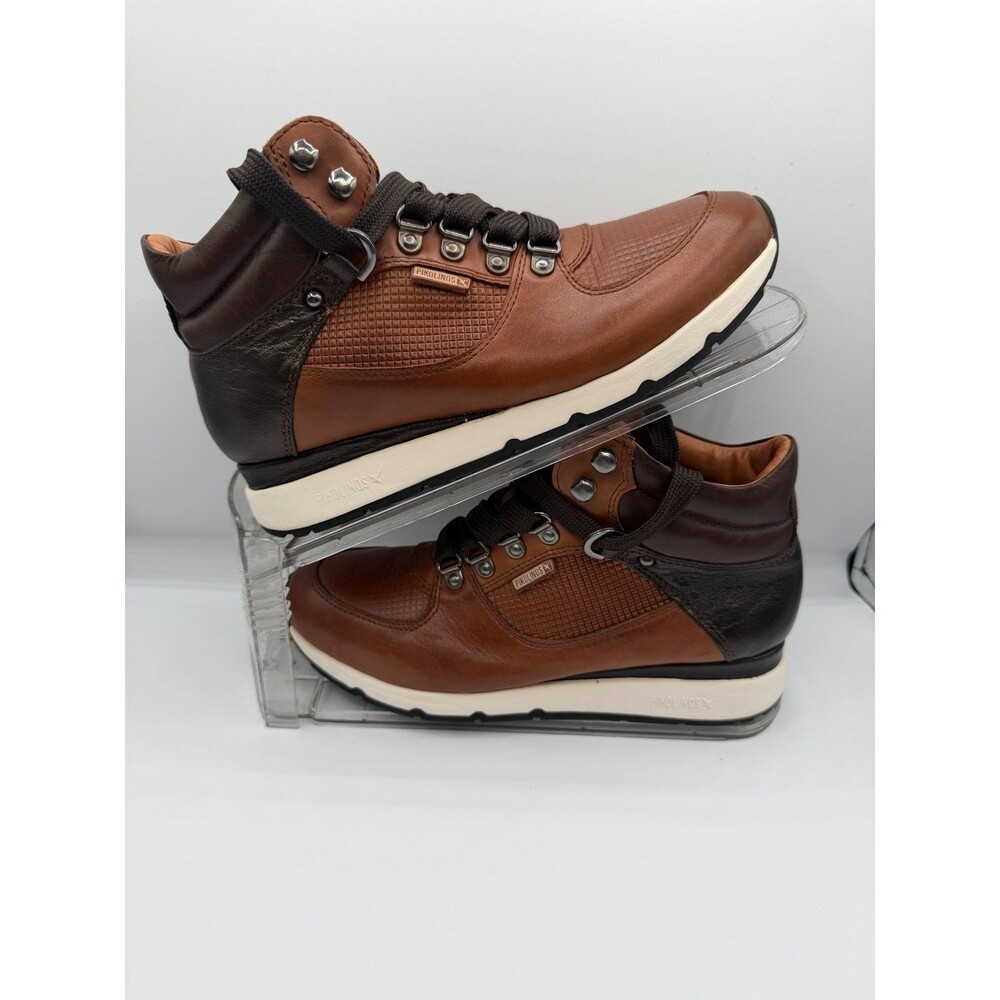 Pikolinos Women's EU 37 Brown Leather High Top Lace Up Comfort Sneakers Shoes